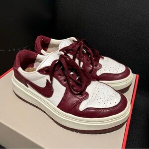 NIKE AJ1 Low Elevate, White/ Dark Beetroot, Women Size 8/ Men Size 6.5